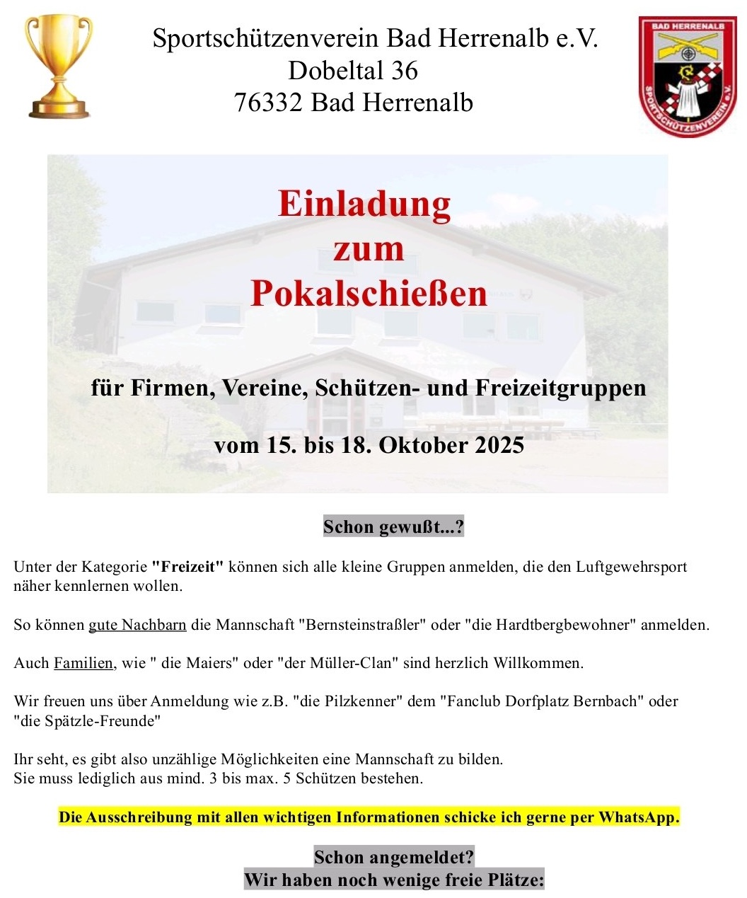 Pokalschießen 2025 im Schützenhaus Bad Herrenalb